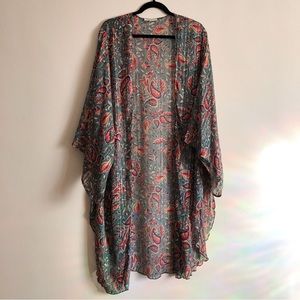 Kimono Paisley Boho Long Cover-Up to 2XL